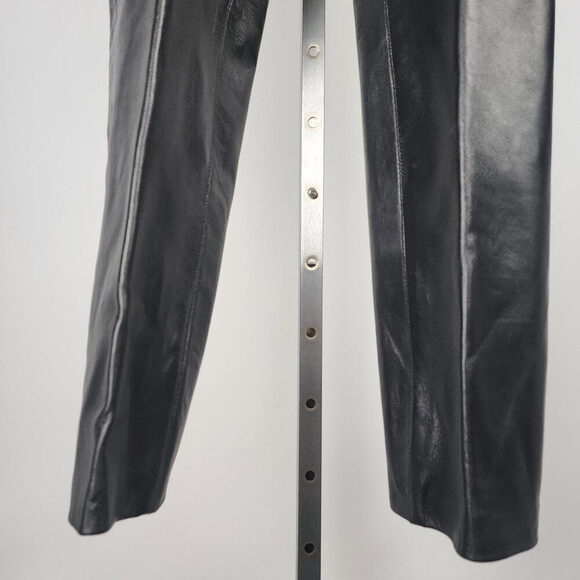 Vintage Boutique Of Leathers Black Leather Straight Leg Pants Size 29 - Picture 5 of 10